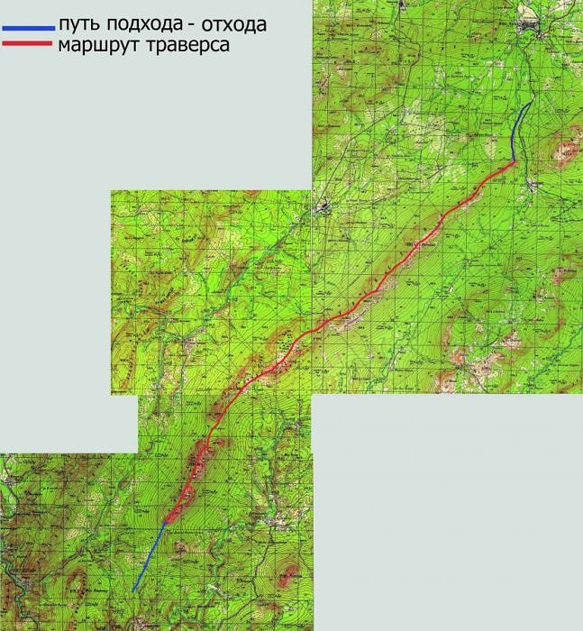 Маршрут траверса хребта Нары 