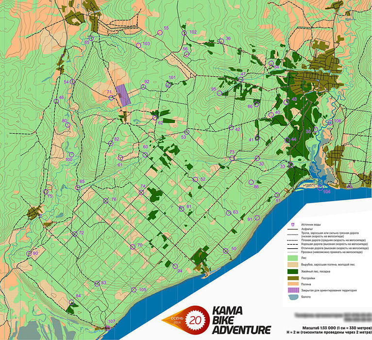 Карта приключенческой гонки Kama Bike Adventure Осенний Кошмар 2016 памяти Артема Бикушева 2016 года