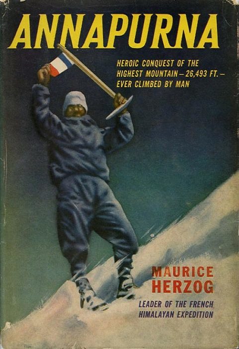 Обложка английского издания книги 1953 года Аннапурна - первый восьмитысячник 