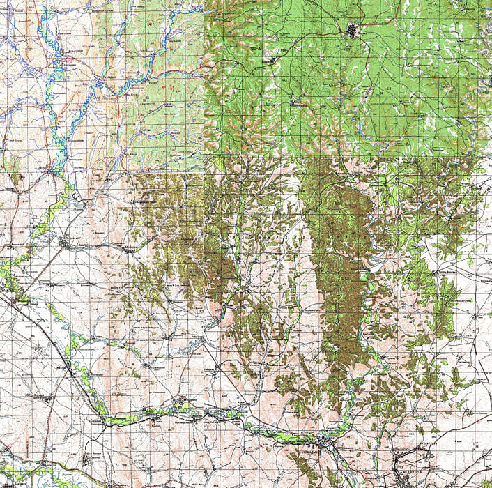 Карта: Зилаирское плато, Саринское плато, хребет Карамурунтау