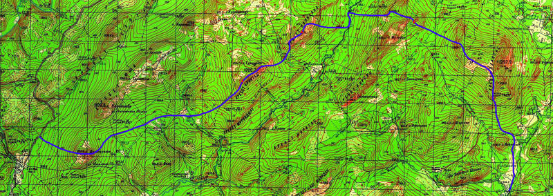 Полная карта маршрута трасса - Дунан Суйган - хр. Ерикташ - хр. Капкалка - хр. Маярдак - хр. Ялангас - дер. Отнурок