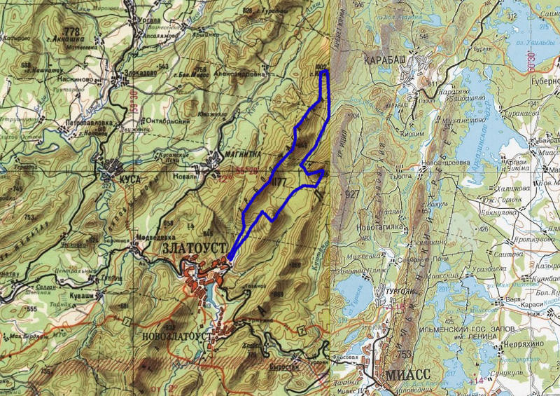 Вариант маршрута по национальному парку Таганай