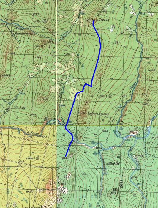 4 день маршрута Плехан (726,7) - р. Усьва - отрог горы Северный Басег
