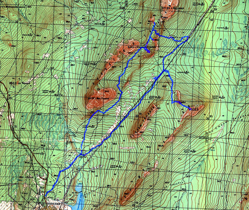 карта 1 дневного маршрута по национальному парку Таганай