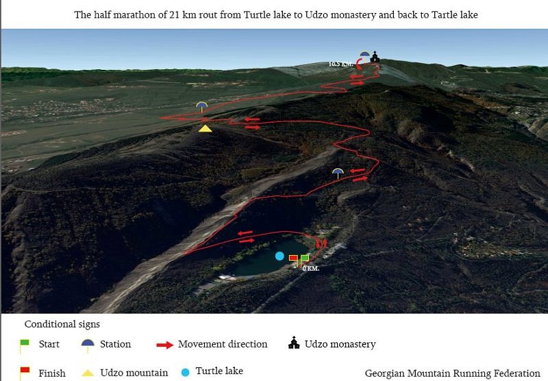 Маршурт первого горного полумарафона в Тбилиси 